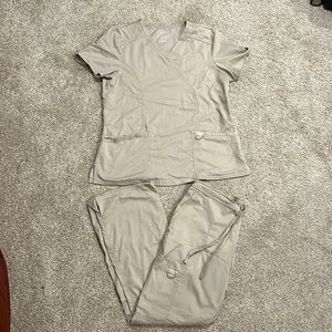 Tan Scrub Top & Bottom Cherokee Authentic Workwear